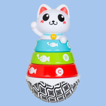 Load image into Gallery viewer, Stackable toy with a cat design on a white background