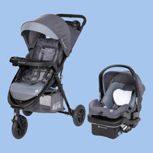 Load image into Gallery viewer, Baby stroller and car seat set with National Parenting Center seal of approval on a white background