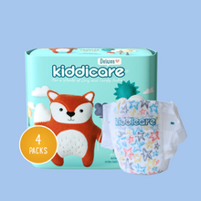 Load image into Gallery viewer, Kiddicare diaper packaging with a cartoon fox on a light blue background
