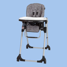 Load image into Gallery viewer, Gray high chair with white tray on a white background
